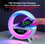 G LED Wireless Charging Bluetooth Speaker with FM Radio, RGB Light and Table Lamp - BT-3401
