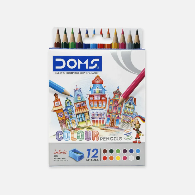 DOMS 12 Short Color Pencils with Sharpener