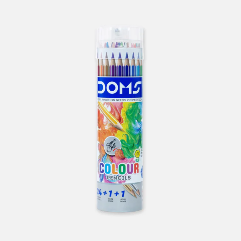 DOMS-24-Color-Pencils-with-Silver-Pencil-Gold-Pencil-and-Cap-Sharpener