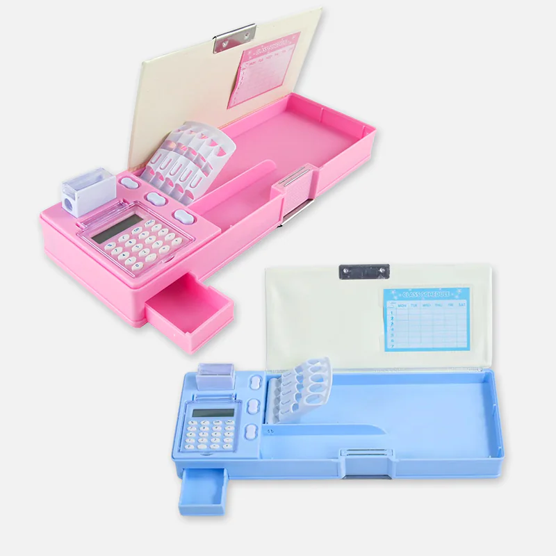 Multifunctional Magnetic Lock Pencil Box with Sharpener Calculator 3547-29