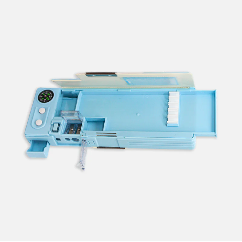 Space Journey Happy Dinosaur Mermaid Multifunctional Magnetic Lock Pencil Box with Double Sharpener & Compass