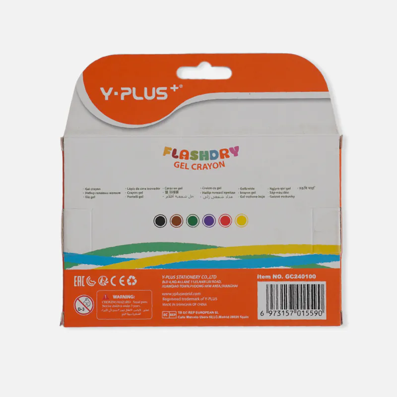 Y-Plus+ Flashdry Gel Crayon 6 Pcs