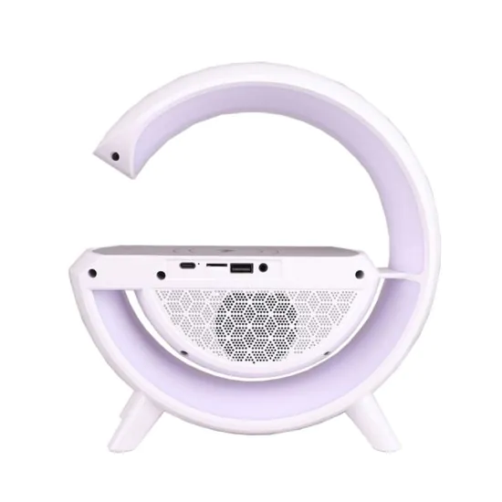 G LED Wireless Charging Bluetooth Speaker with FM Radio, RGB Light and Table Lamp - BT-3401
