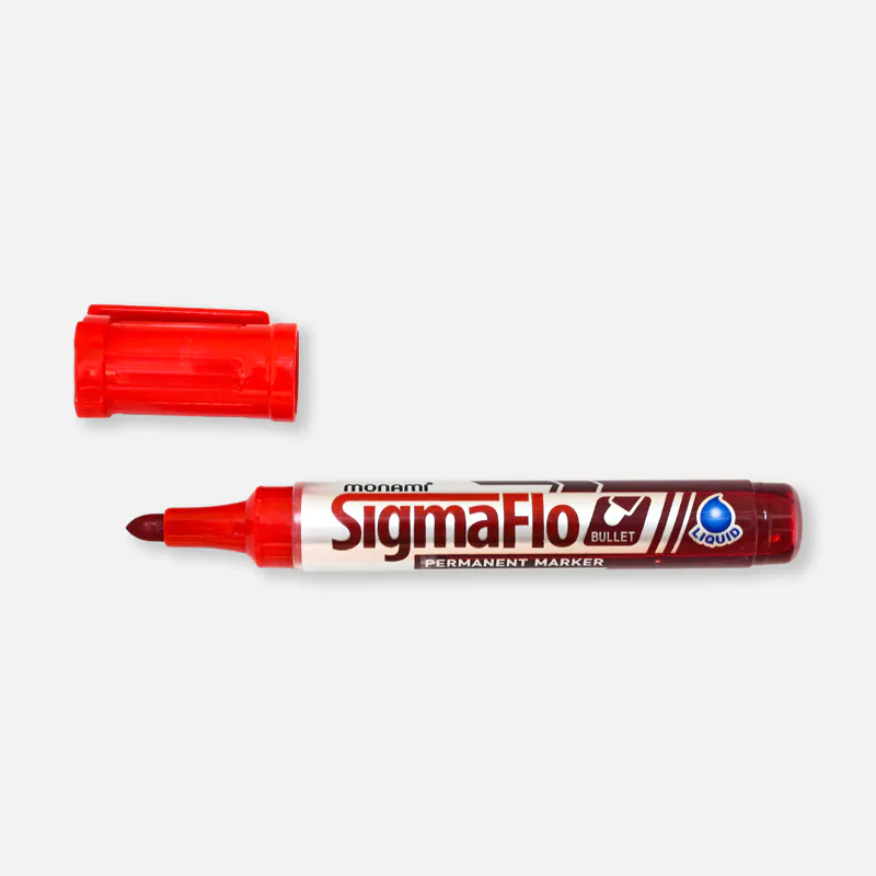 Monami-Sigmaflo-Permanent-Marker-Red-_1 Monami Sigmaflo Permanent Marker Bullet 1 Pc